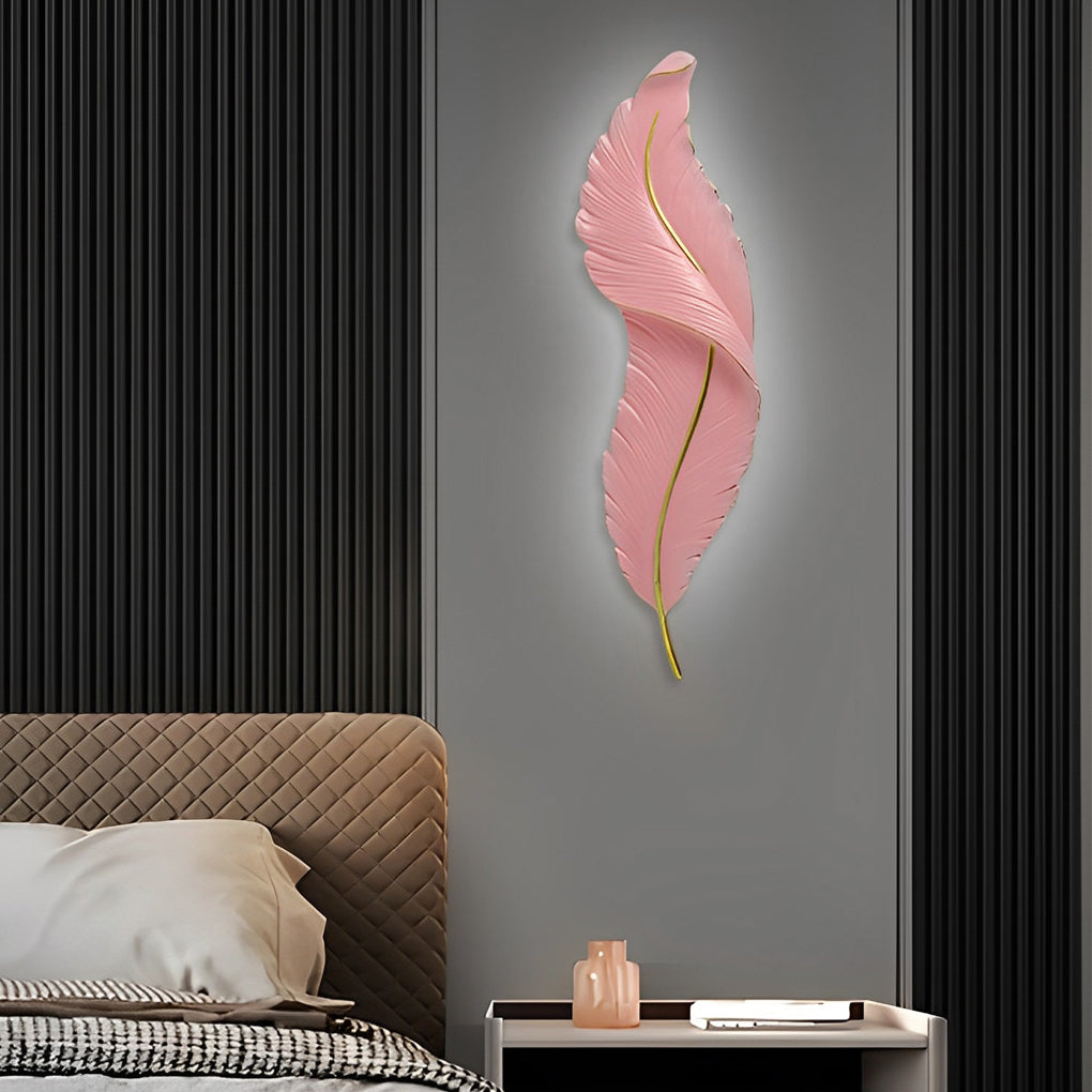 Modern White Resin Feather LED Wall Light for Corridor & Hallway Decor