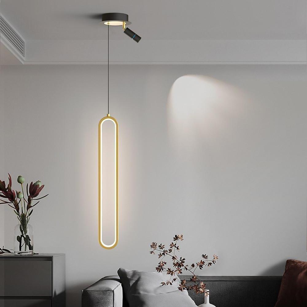 Sleek Black Metal & Acrylic Elongated Pendant Light for Modern Home Decor
