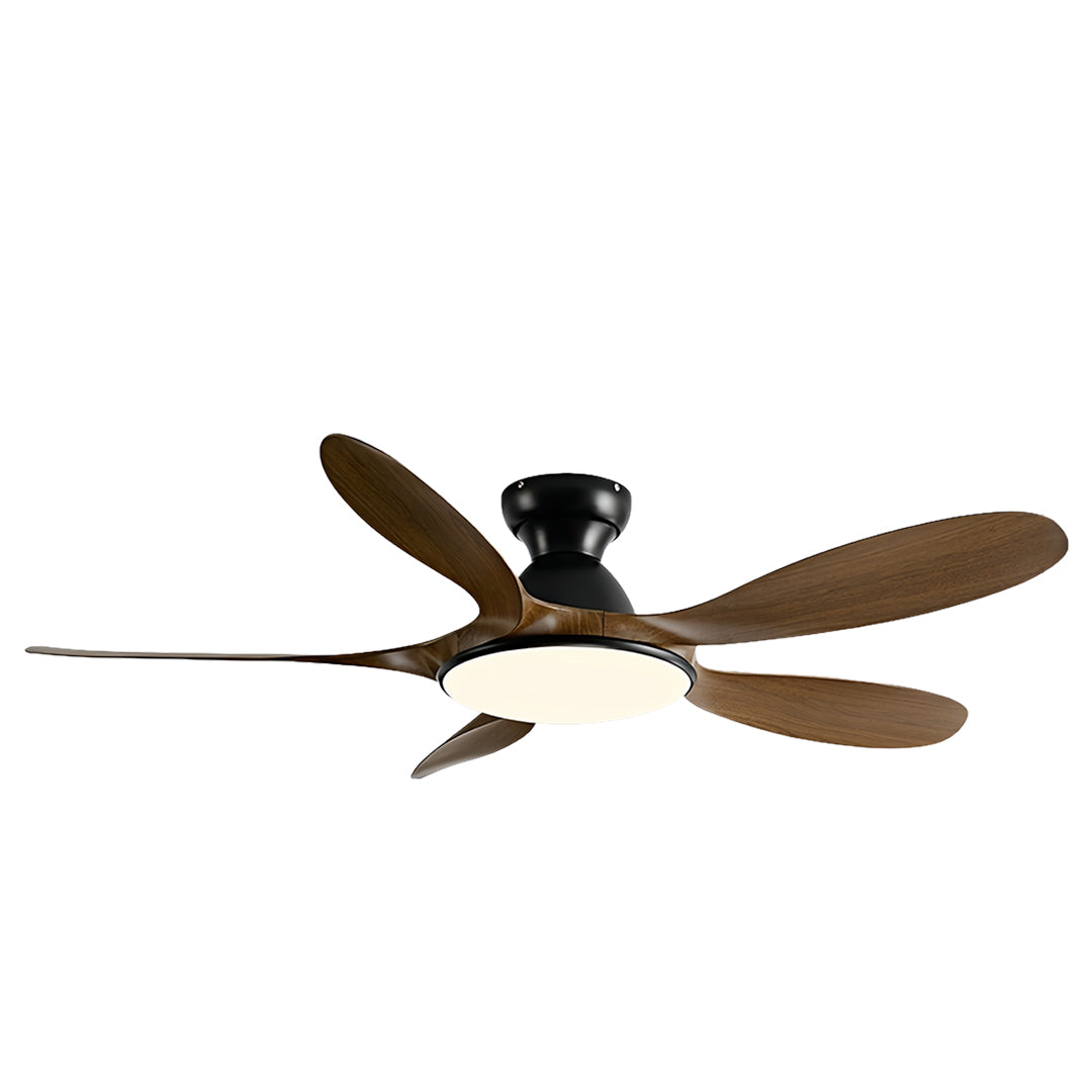 Contemporary White 5-Blade Ceiling Fan with LED Light for Home Office