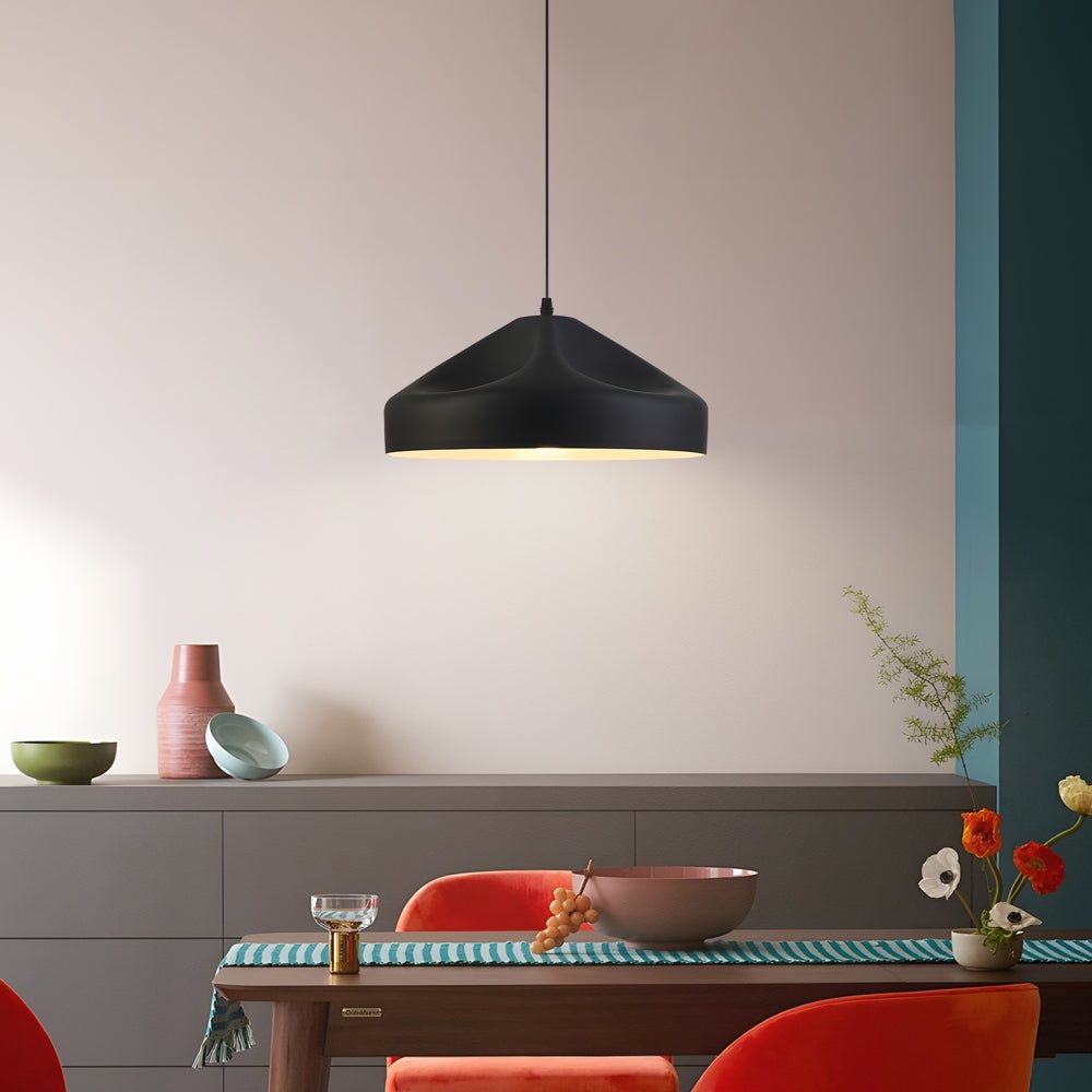Modern Black and White Pleat Box LED Pendant Light for Dining Room