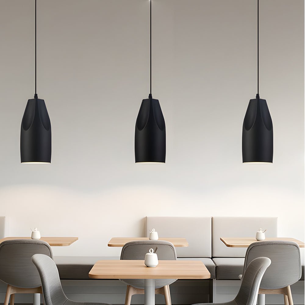 Modern Black and White Pleat Box LED Pendant Light for Dining Room