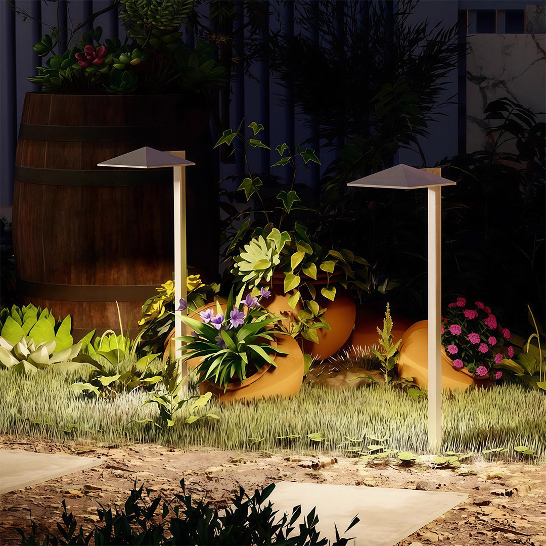 Modern Waterproof Minimalist Outdoor Plug-In Pathway Lights in Black Metal