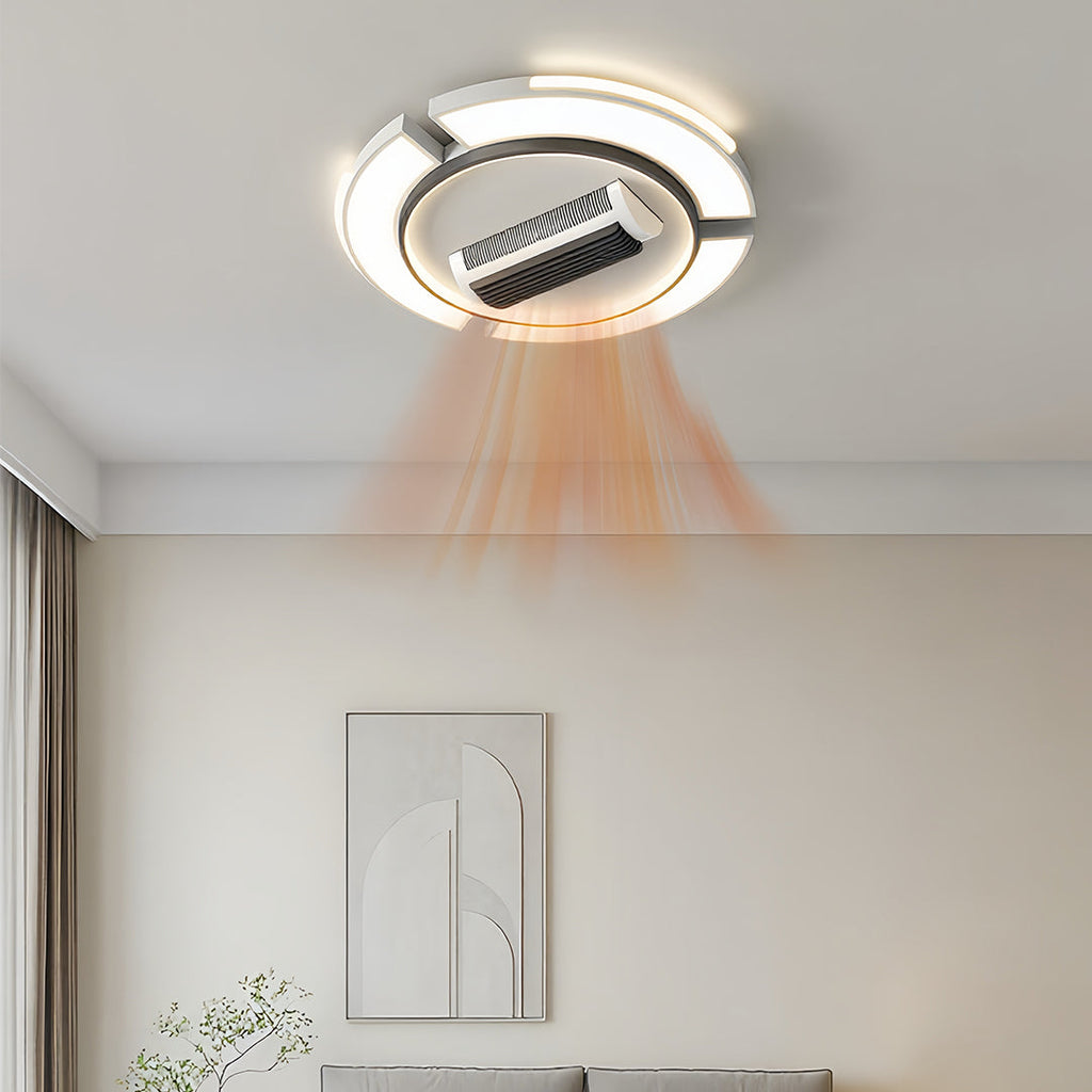 Modern Bladeless LED Ceiling Fan with Light, White for Living Room