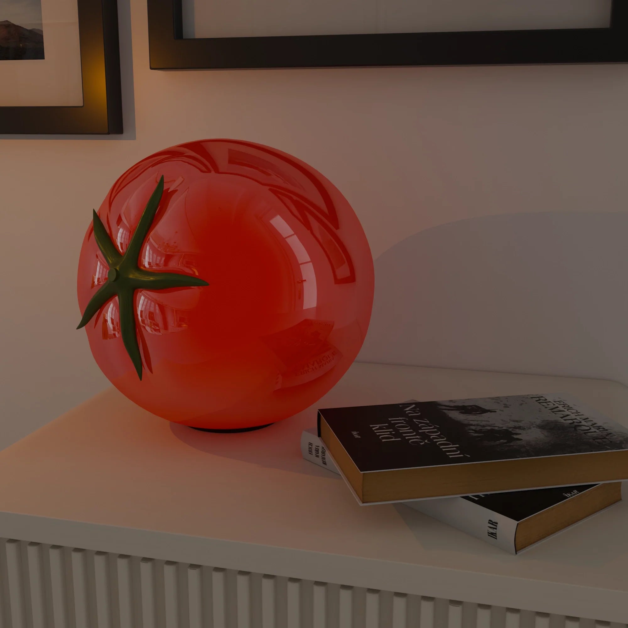 Contemporary White Ceramic Pomodoro Table Lamp for Office and Living Room