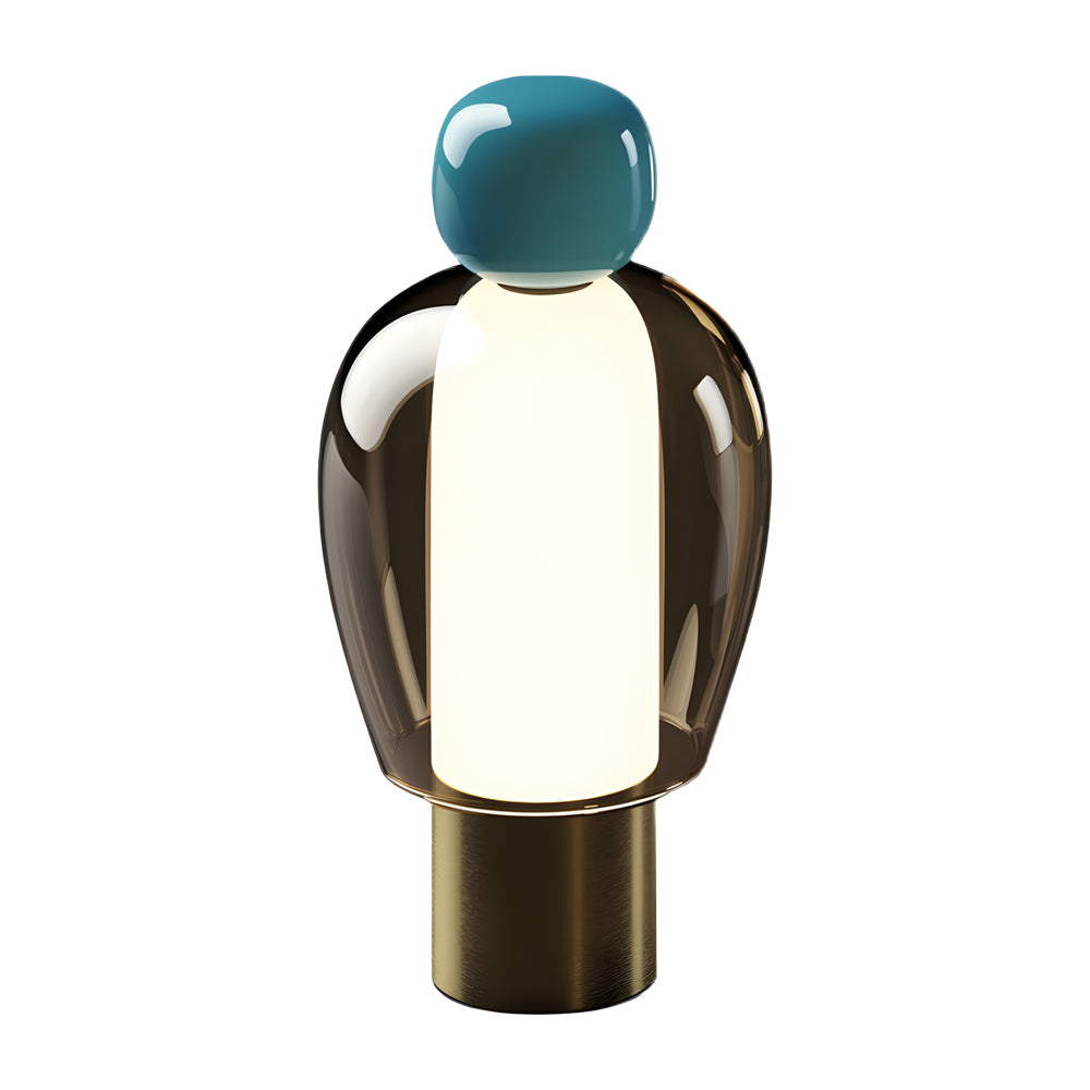 Elegant Human-Shaped LED Metal Table Lamp with Glass Base for Living Rooms