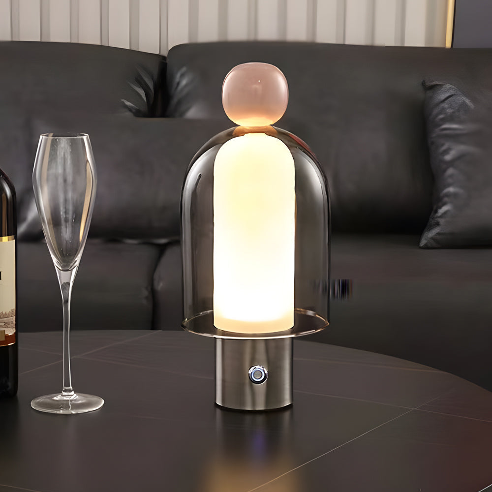 Elegant Human-Shaped LED Metal Table Lamp with Glass Base for Living Rooms