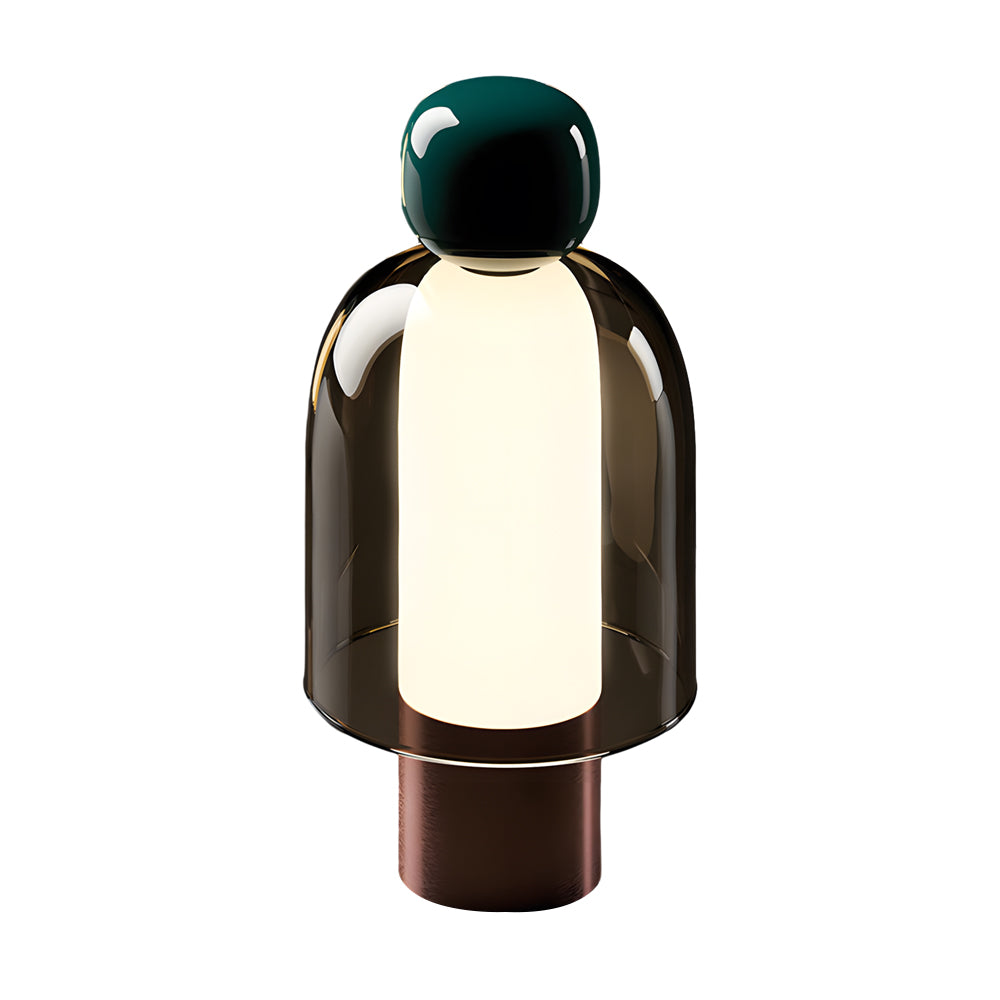 Elegant Human-Shaped LED Metal Table Lamp with Glass Base for Living Rooms