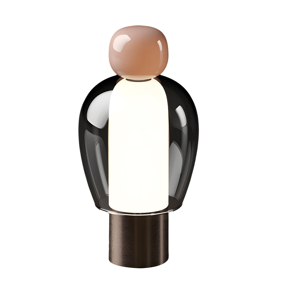 Elegant Human-Shaped LED Metal Table Lamp with Glass Base for Living Rooms