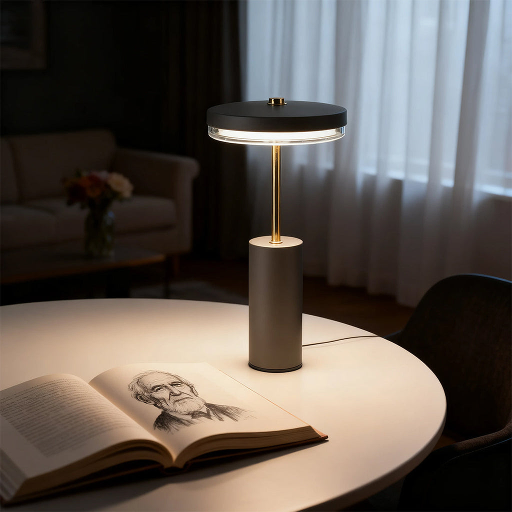 Sophisticated European-Style Metal Cylinder Table Lamp for Living Room