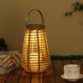 Rustic Rattan Solar LED Hanging Lantern with Waterproof Hemp Rope for Outdoor Use