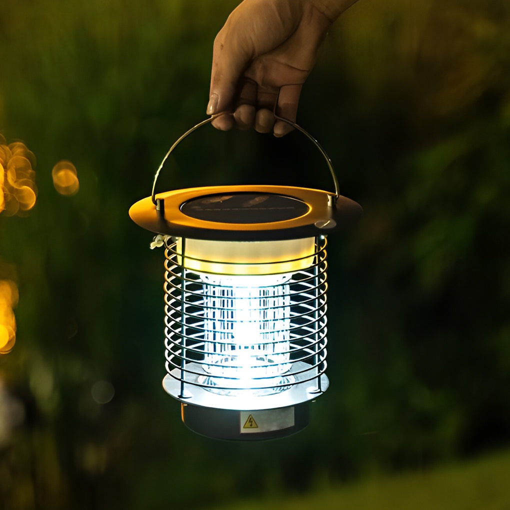 Purple Solar-Powered Bug Zapper Lamp for Outdoor Garden & Patio Use
