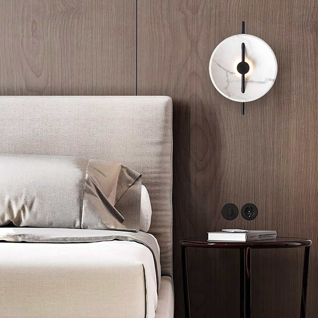 Postmodern White Marble LED Wall Sconce for Bedroom & Living Room