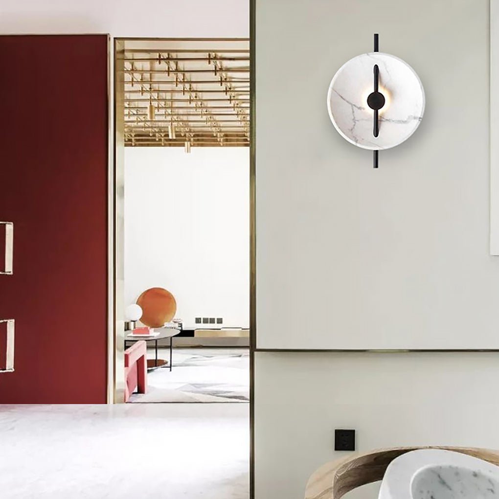 Postmodern White Marble LED Wall Sconce for Bedroom & Living Room