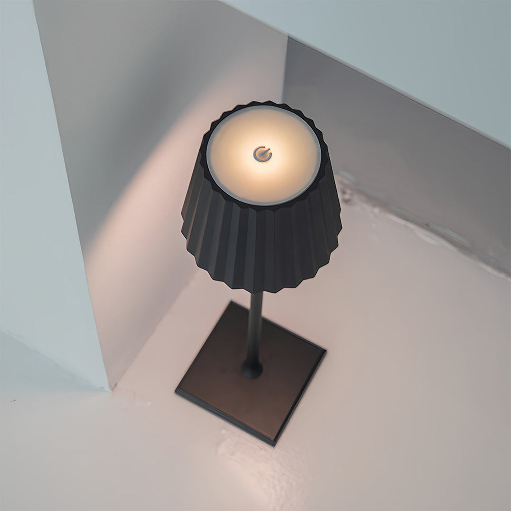 Contemporary Silver Metal Rechargeable Touch Cordless Table Lamp for Living Room
