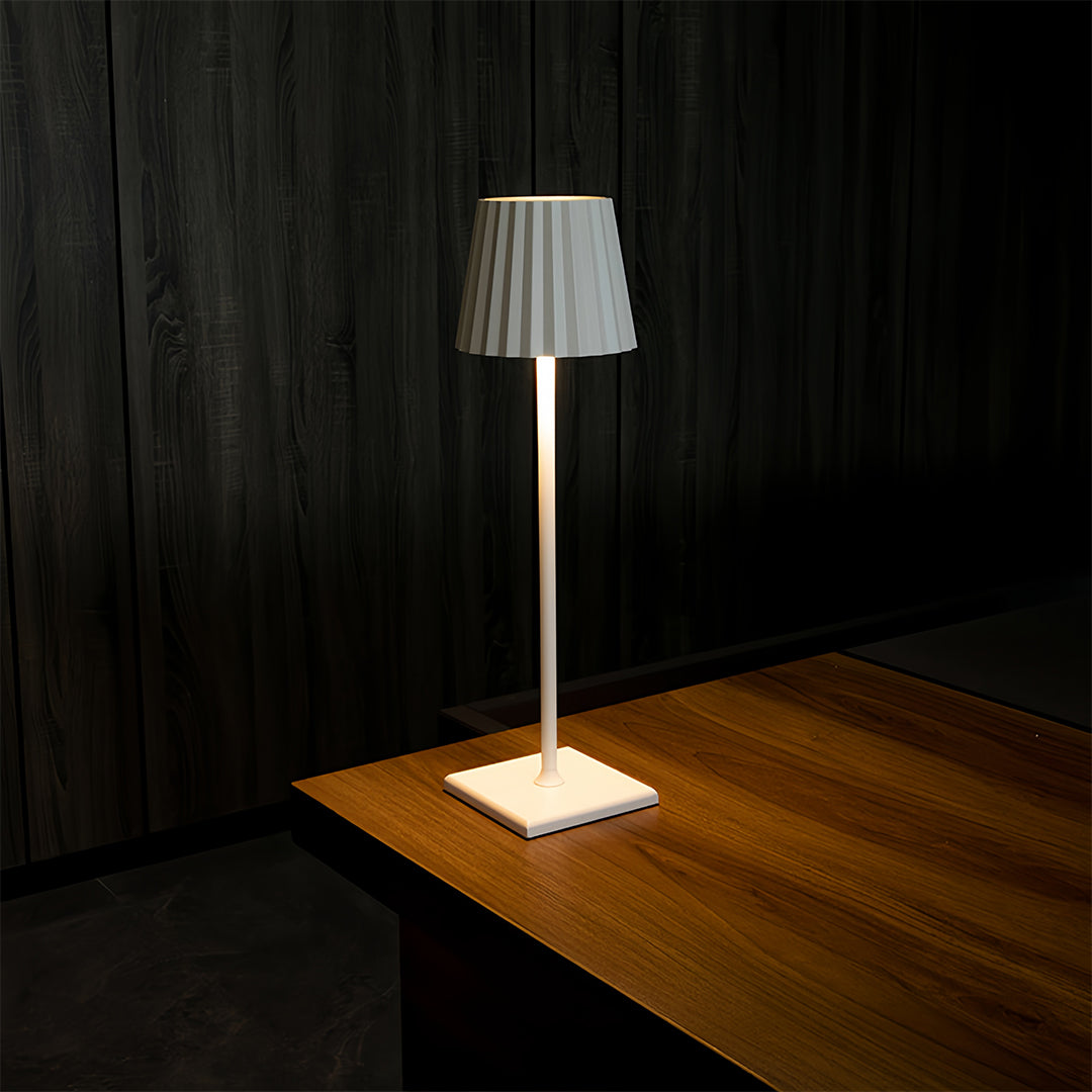 Contemporary Silver Metal Rechargeable Touch Cordless Table Lamp for Living Room