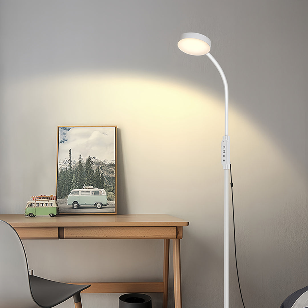 Modern Minimalist White LED Floor Lamp for Reading and Task Lighting