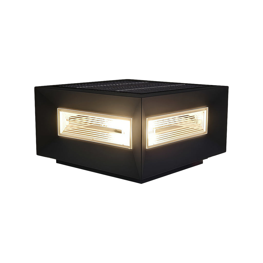Modern White Square LED Solar Pillar Lights for Outdoor Fence Decor