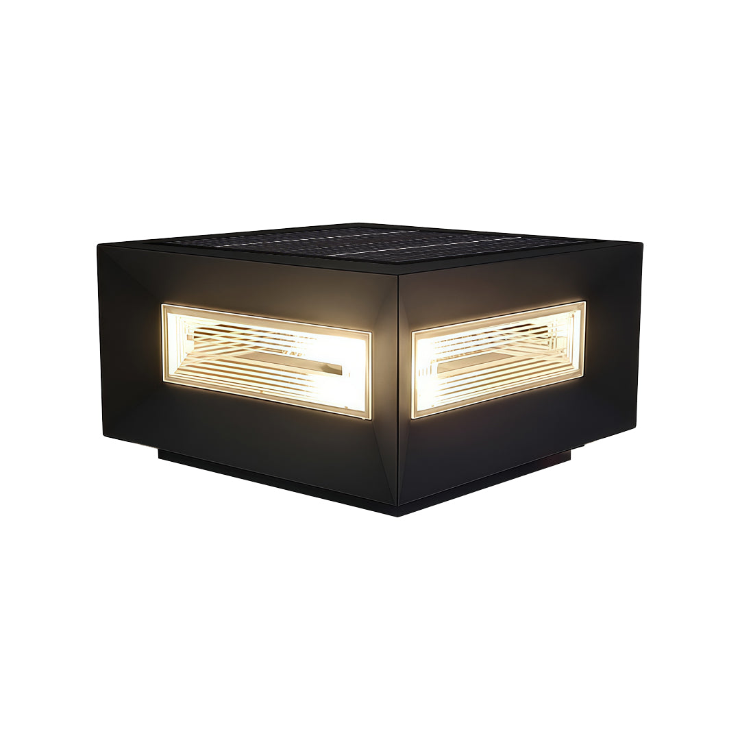Modern White Square LED Solar Pillar Lights for Outdoor Fence Decor