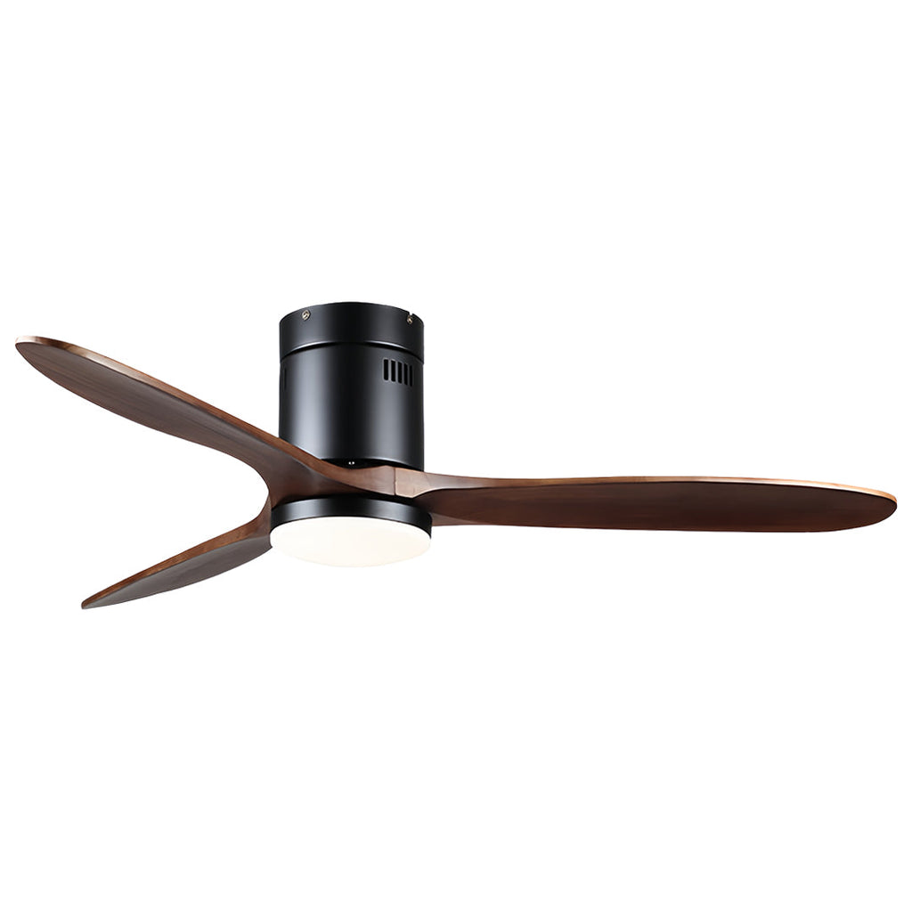 Rustic Wood Flush Mount Ceiling Fan with Light - Modern DC Motor Fandelier