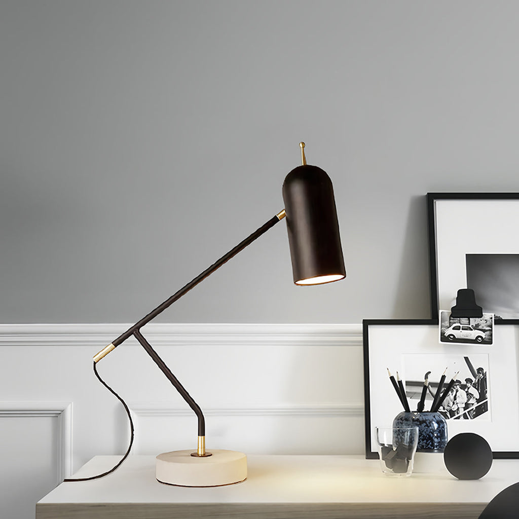 Elegant Black Marble Desk Lamp for Modern Office & Reading Spaces