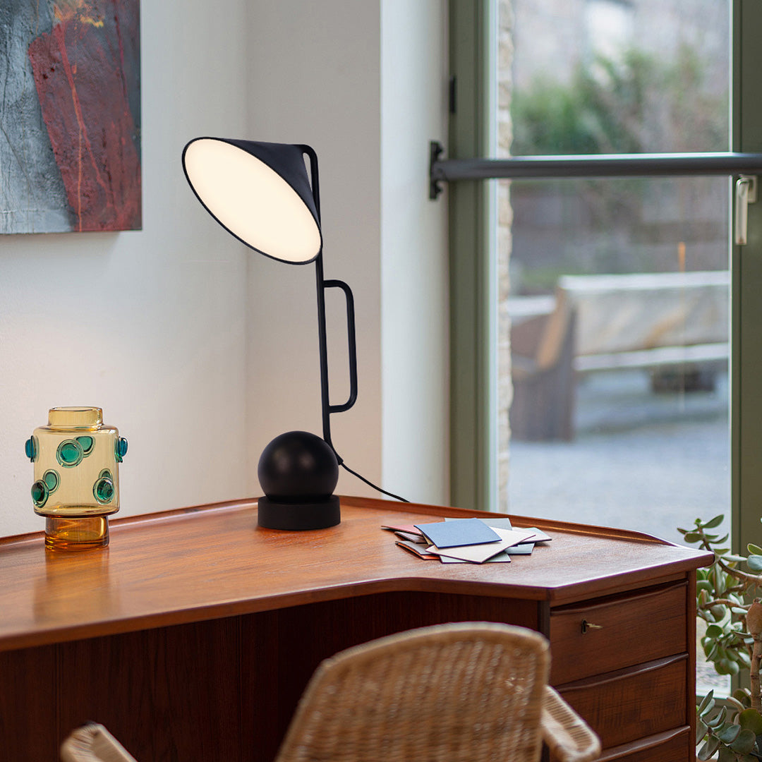Industrial Black Metal LED Desk Lamp for Home Office and Study Room