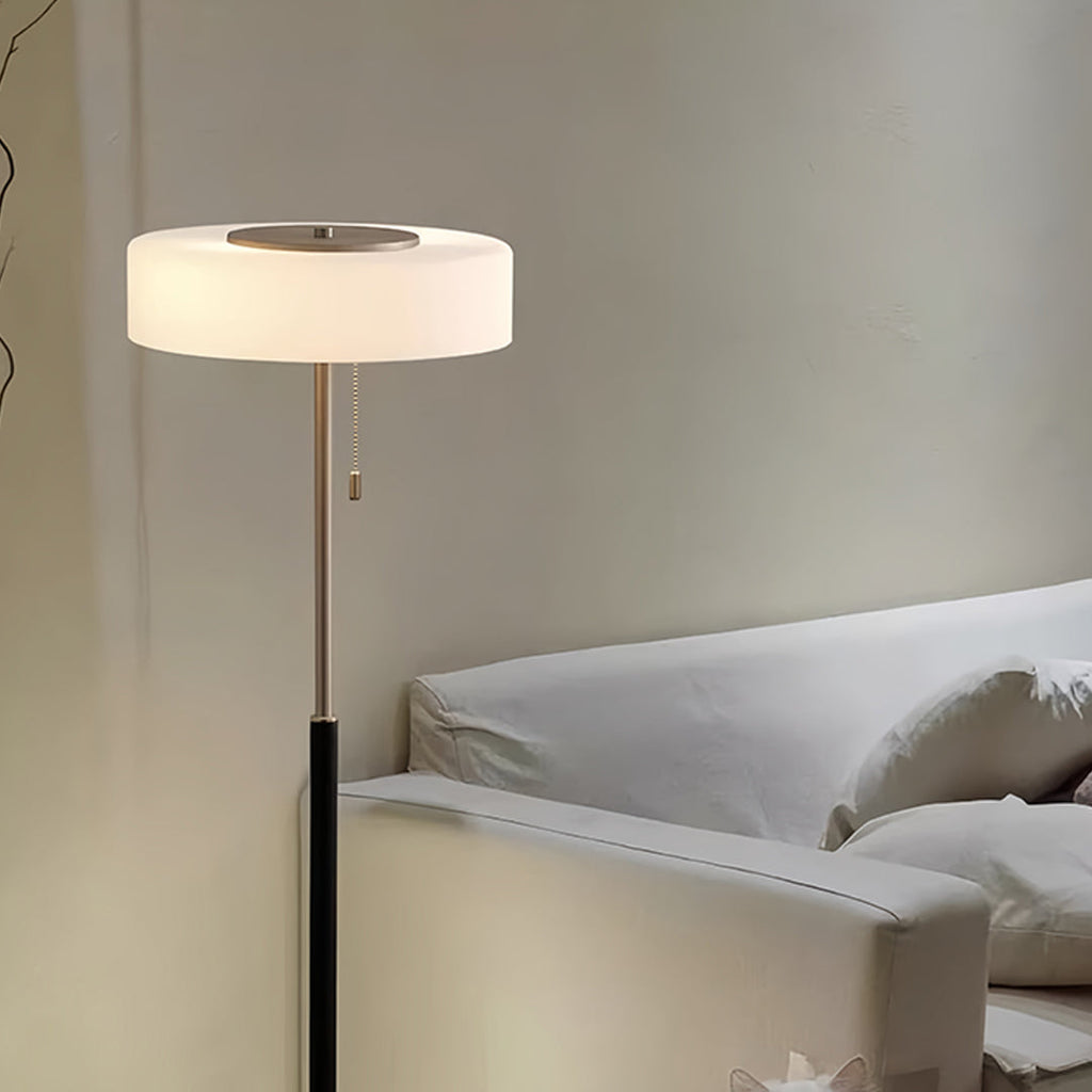 Elegant Tall LED Floor Lamp with Drum Shade for Living Room Decor