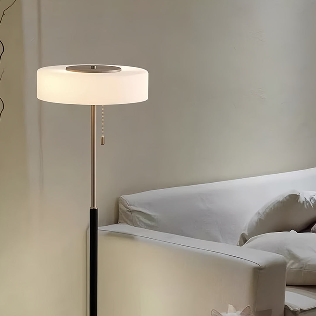 Elegant Tall LED Floor Lamp with Drum Shade for Living Room Decor