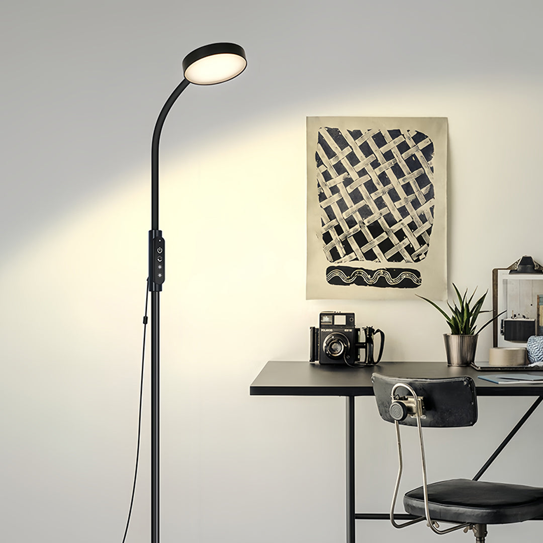 Modern Minimalist White LED Floor Lamp for Reading and Task Lighting