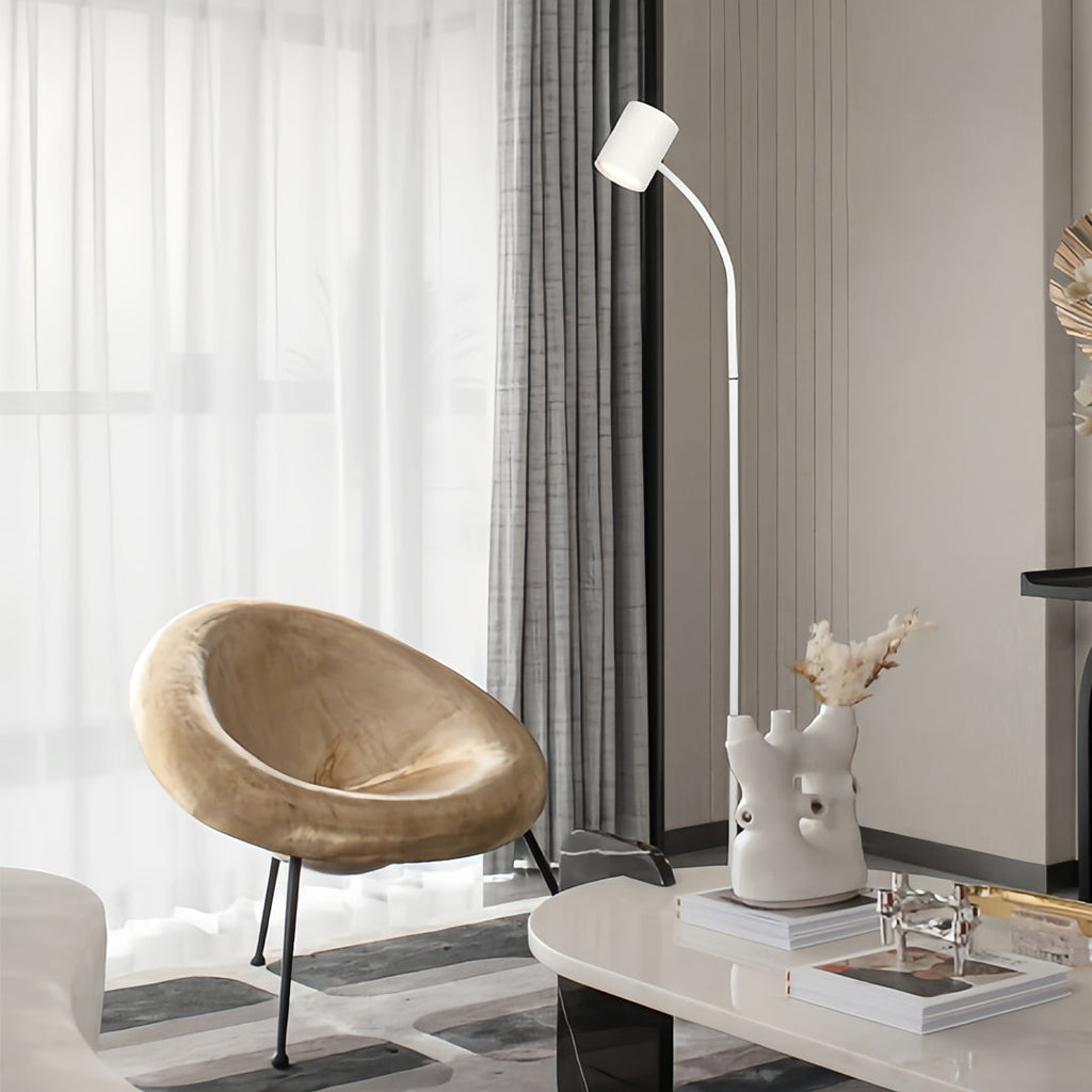 Nordic Adjustable Tall Floor Lamp in Black Metal for Bedroom Reading