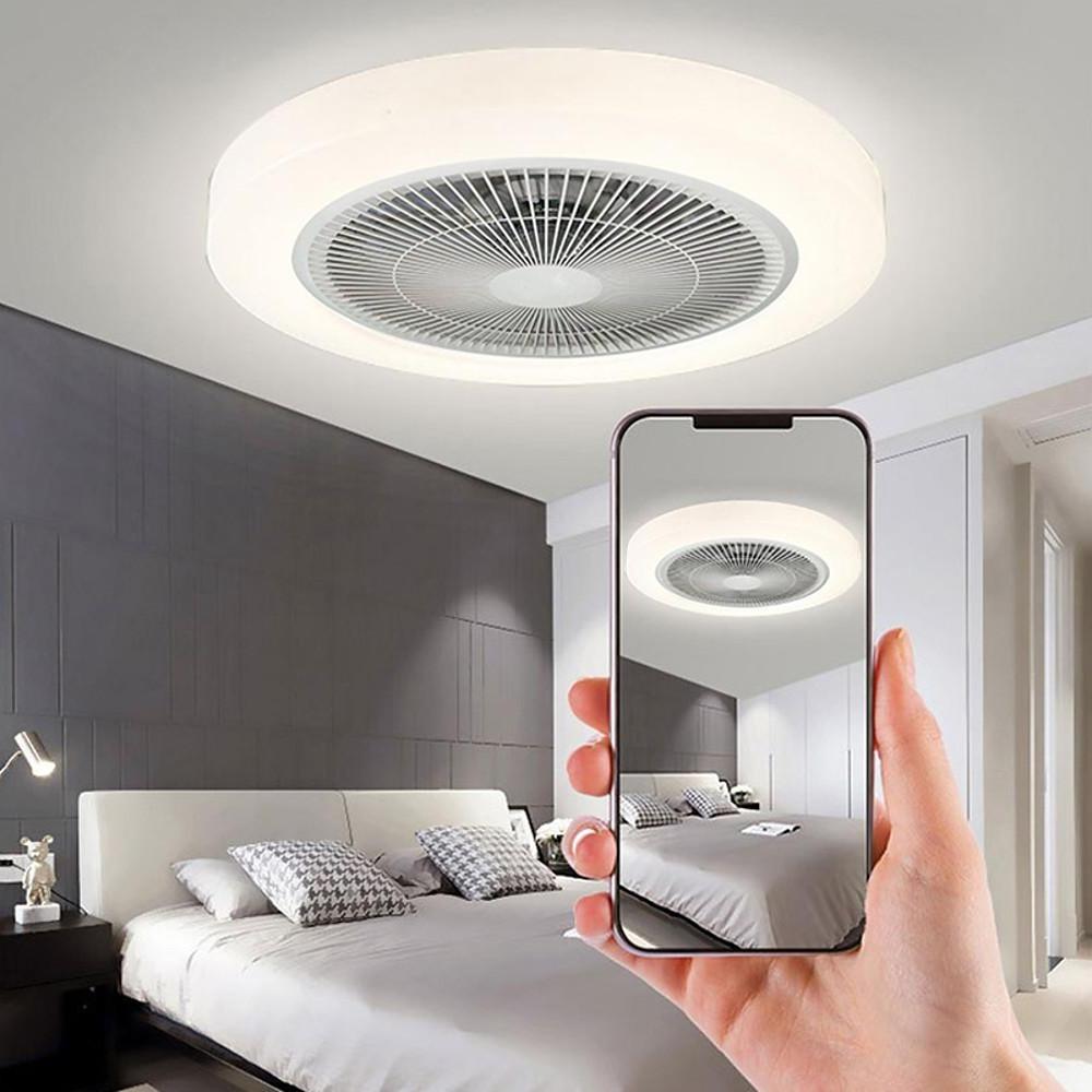 Modern White Bladeless LED Ceiling Fan Light for Living Room Decor