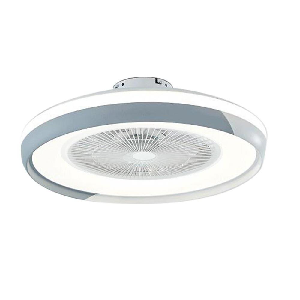 Modern White Circular LED Dimmable Bladeless Ceiling Fan with Light Remote for Living Room