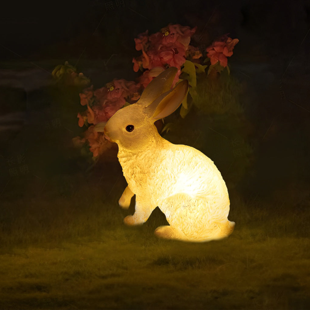 Modern Waterproof Rabbit Garden Light in White Fiberglass for Outdoor Spaces