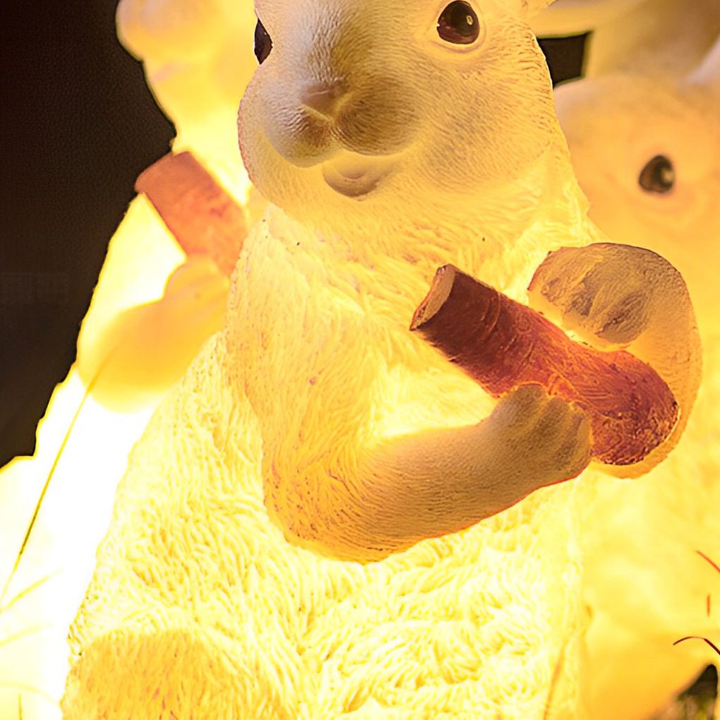 Modern Waterproof Rabbit Garden Light in White Fiberglass for Outdoor Spaces