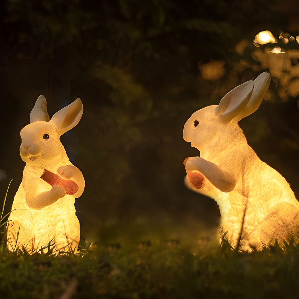 Modern Waterproof Rabbit Garden Light in White Fiberglass for Outdoor Spaces