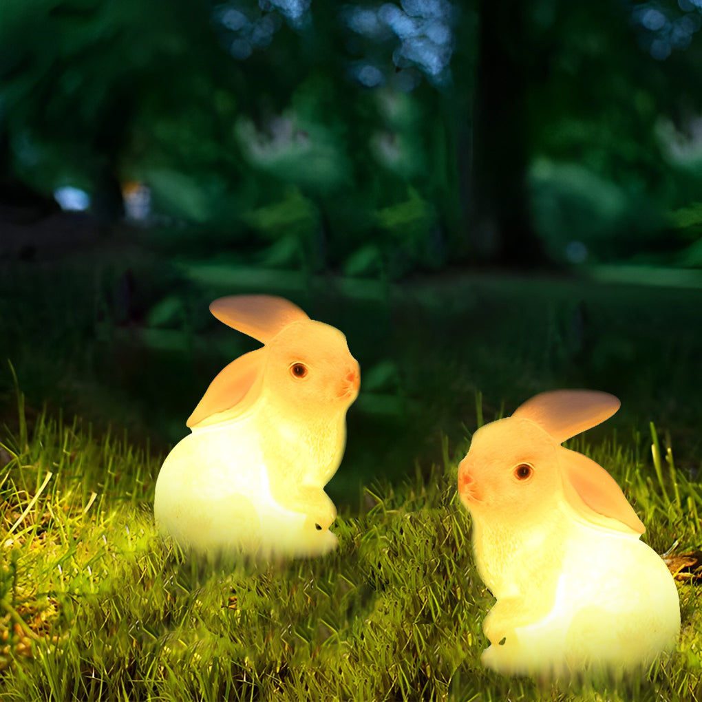 Modern Waterproof Rabbit Garden Light in White Fiberglass for Outdoor Spaces