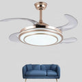Modern Retractable Gold Chandelier Ceiling Fan with LED Light for Living Room