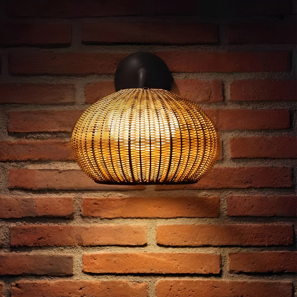 Modern Waterproof Rattan Pendant Light Fixture for Outdoor Spaces