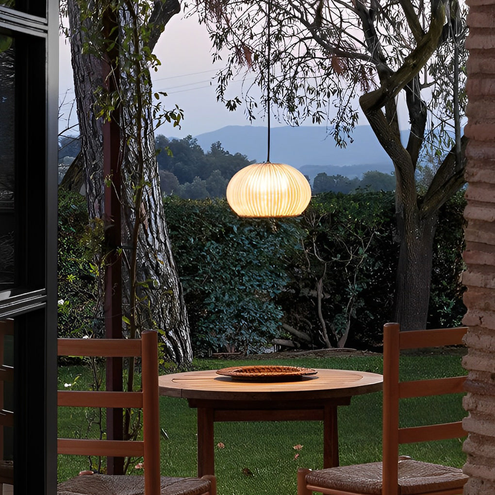 Modern Waterproof Rattan Pendant Light Fixture for Outdoor Spaces