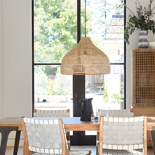 Creative Rattan Chandelier Pendant Light in Japanese Style for Dining Room