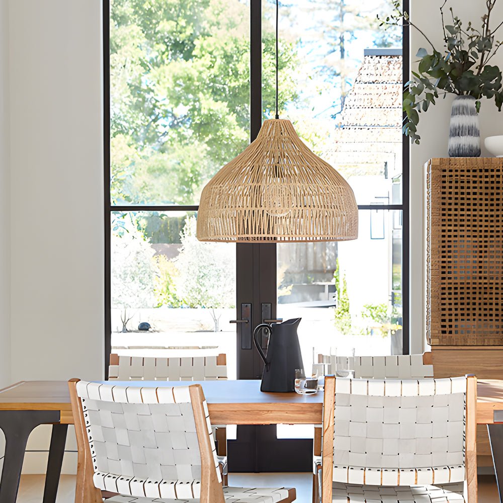 Japanese Rattan Chandelier Pendant Light for Dining Room and Restaurant
