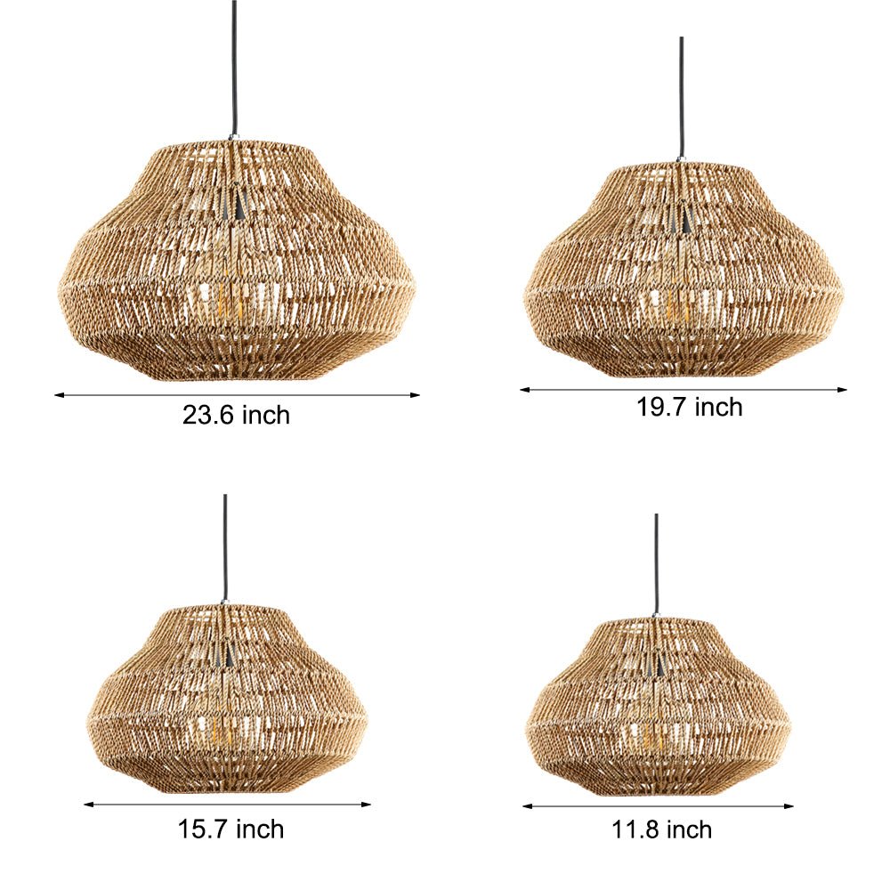 Japanese Rattan Chandelier Pendant Light for Dining Room and Restaurant