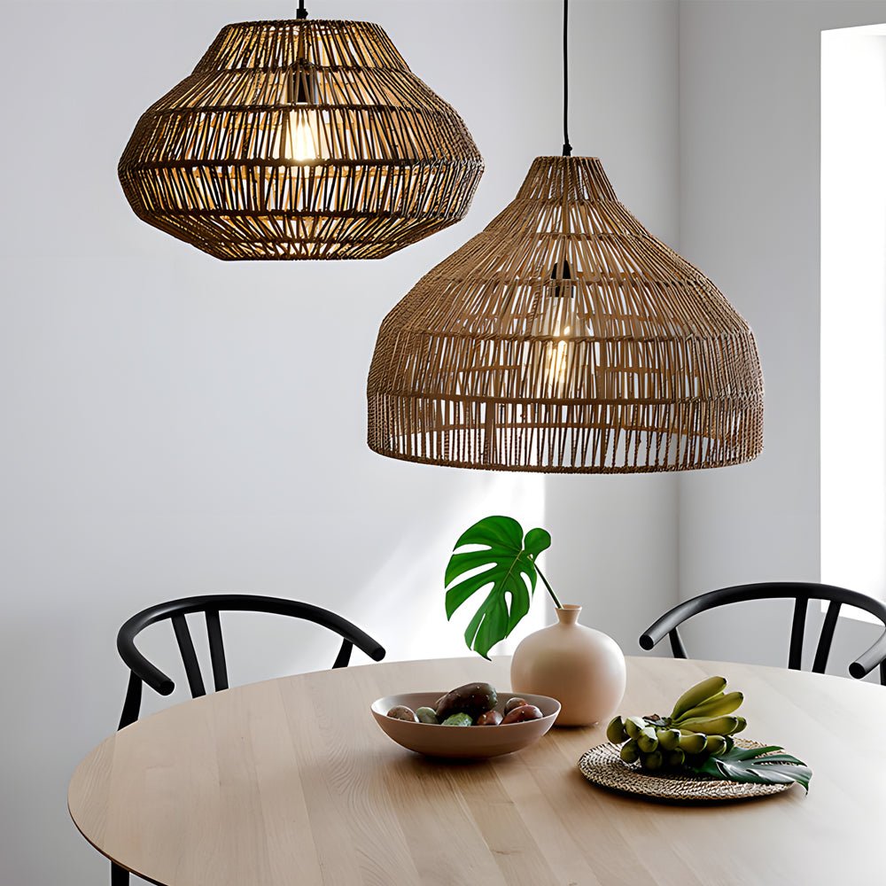 Creative Rattan Chandelier Pendant Light in Japanese Style for Dining Room