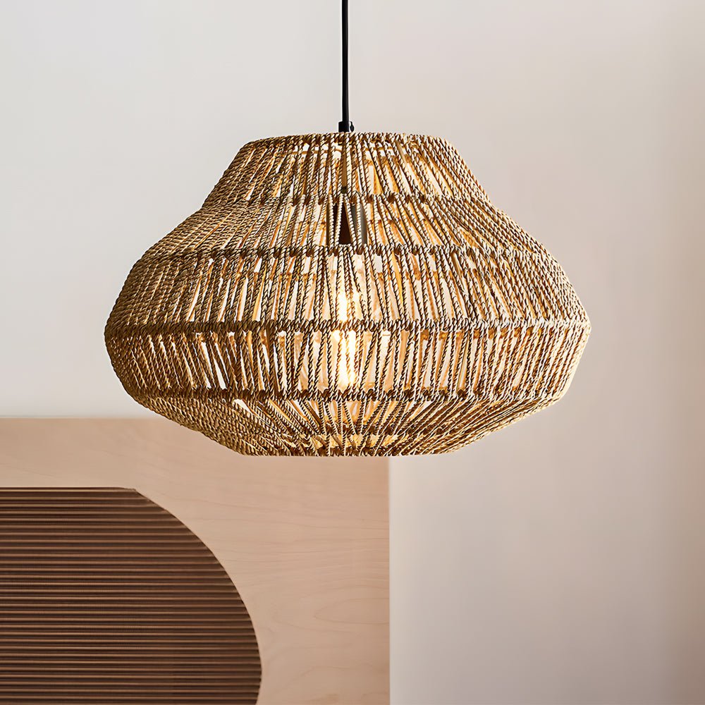Creative Rattan Chandelier Pendant Light in Japanese Style for Dining Room