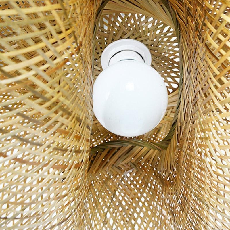 Modern Rustic Rattan Wave Pendant Light for Dining Room or Living Space