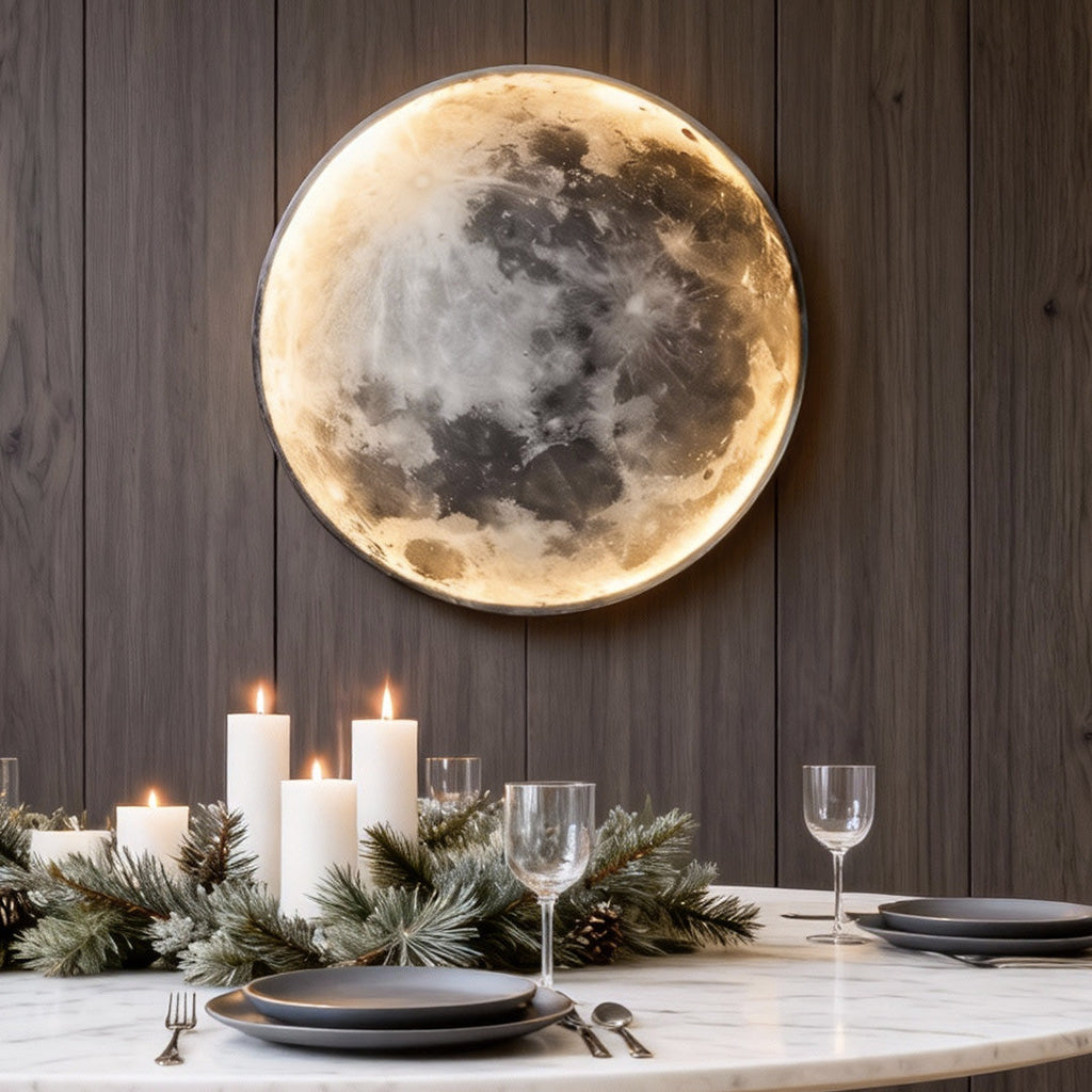 Artistic Round LED Full Moon Wall Lamp in White for Modern Decor