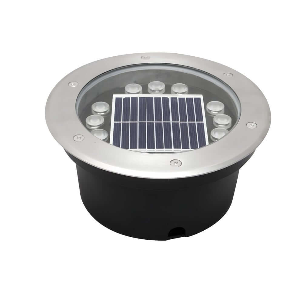 Sleek Stainless Steel Solar LED Recessed Ground Well Light for Outdoors