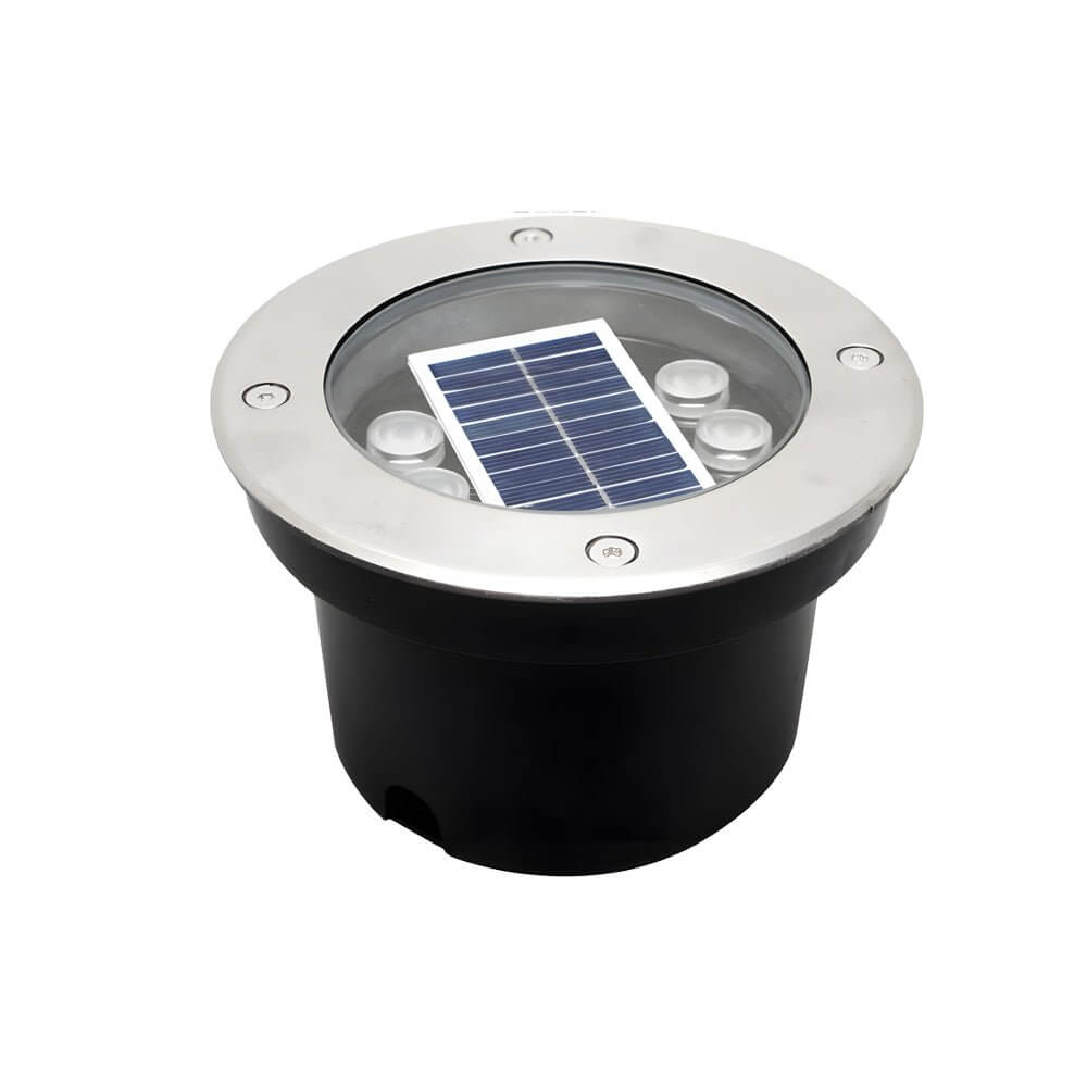 Sleek Stainless Steel Solar LED Recessed Ground Well Light for Outdoors
