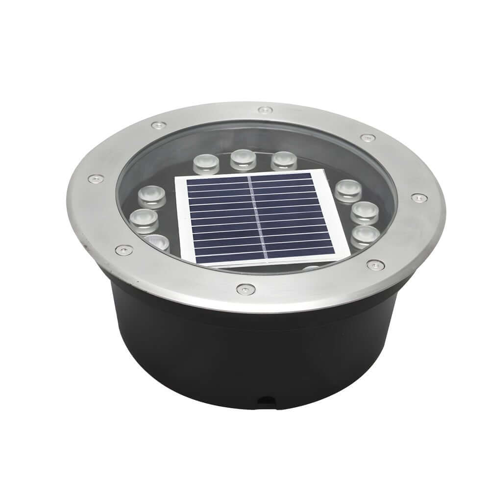 Sleek Stainless Steel Solar LED Recessed Ground Well Light for Outdoors