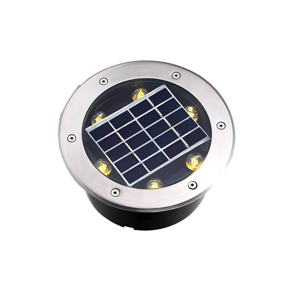 Sleek Stainless Steel Solar LED Recessed Ground Well Light for Outdoors