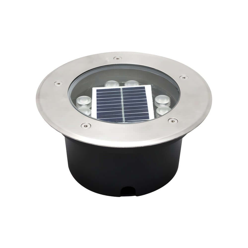 Sleek Stainless Steel Solar LED Recessed Ground Well Light for Outdoors